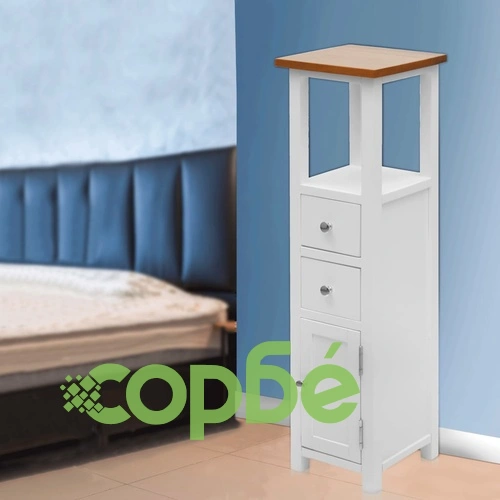 Висок шкаф с чекмеджета, 26x26x94 см, дъбов масив ➤ топ цена ➤ sorbe.bg