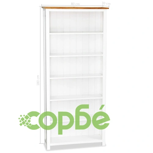 Библиотека с 6 рафта, 80x23x180 см, дъбов масив ➤ топ цена ➤ sorbe.bg