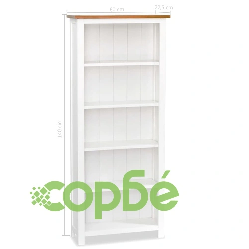 Библиотека с 5 рафта, 60x22,5x140 см, дъбов масив ➤ топ цена ➤ sorbe.bg