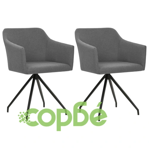 Въртящи се трапезни столове, 2 бр, светлосиви, текстил ➤ топ цена ➤ sorbe.bg