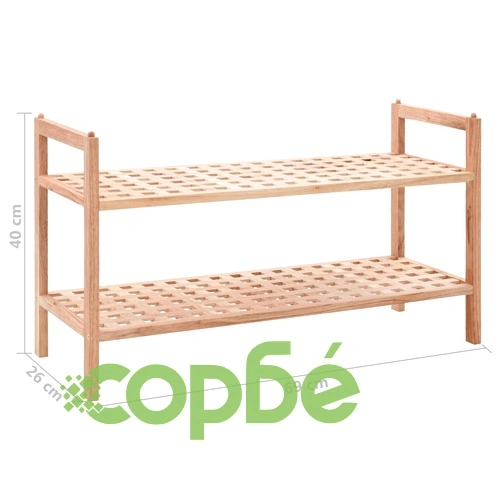 Етажерка за обувки, орехово дърво масив, 69x26x40 cм ➤ топ цена ➤ sorbe.bg