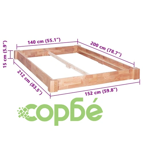 Рамка за легло без матрак, дъбово дърво масив, 140x200 см ➤ топ цена ➤ sorbe.bg