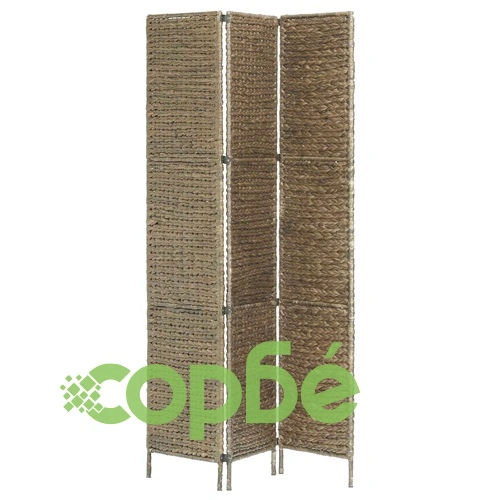 Параван за стая, 3 панела, кафяв, 116x160 cм, воден хиацинт ➤ топ цена ➤ sorbe.bg