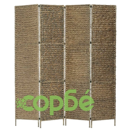 Параван за стая, 4 панела, кафяв, 154x160 cм, воден хиацинт ➤ топ цена ➤ sorbe.bg