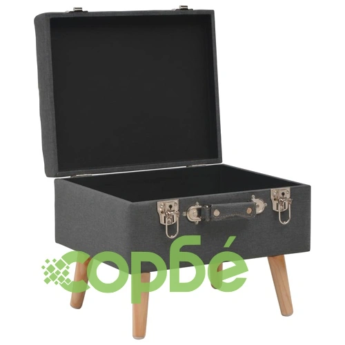 Табуретки за съхранение, 3 бр, тъмносиви, плат ➤ топ цена ➤ sorbe.bg