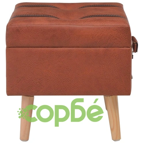 Табуретка за съхранение, 40 см, жълтокафява, изкуствена кожа ➤ топ цена ➤ sorbe.bg
