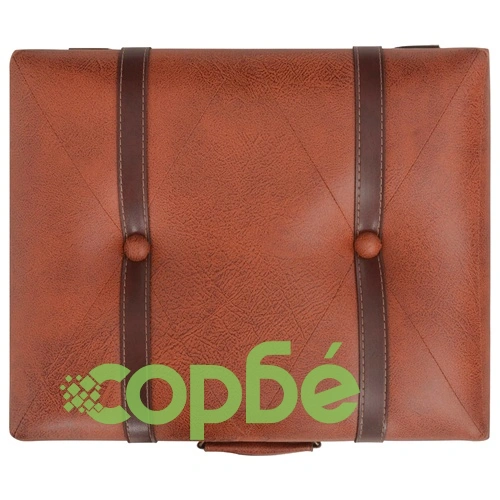 Табуретка за съхранение, 40 см, жълтокафява, изкуствена кожа ➤ топ цена ➤ sorbe.bg