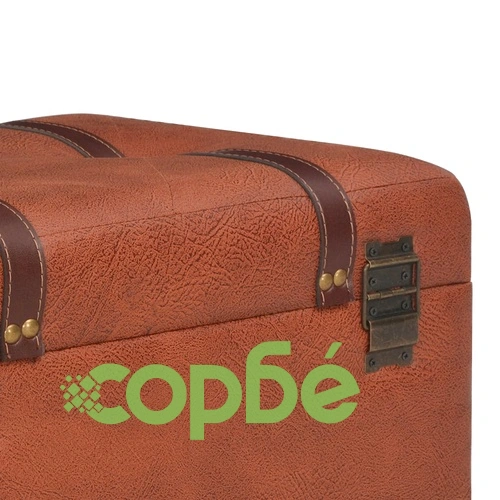 Табуретка за съхранение, 40 см, жълтокафява, изкуствена кожа ➤ топ цена ➤ sorbe.bg