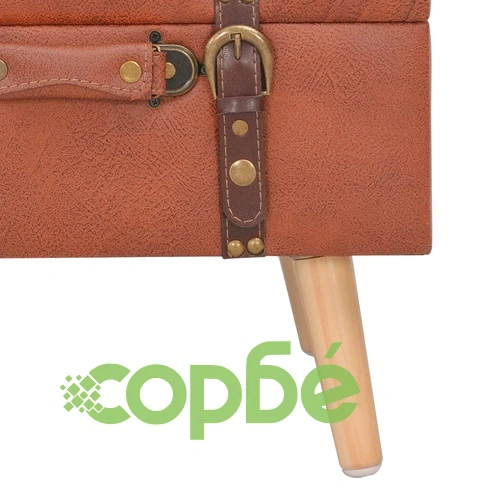 Табуретка за съхранение, 40 см, жълтокафява, изкуствена кожа ➤ топ цена ➤ sorbe.bg