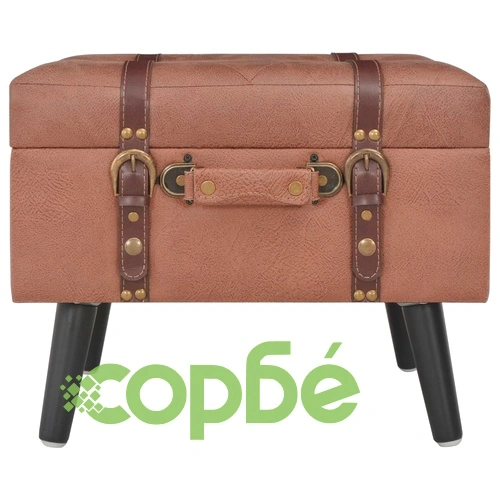 Табуретка за съхранение, 40 см, кафява, изкуствена кожа ➤ топ цена ➤ sorbe.bg