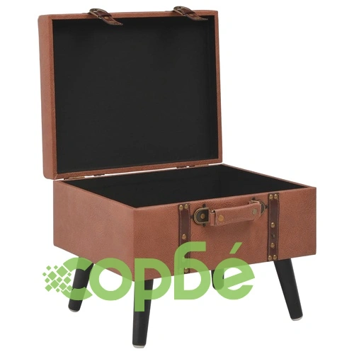 Табуретка за съхранение, 40 см, кафява, изкуствена кожа ➤ топ цена ➤ sorbe.bg