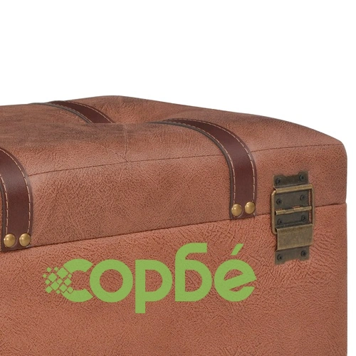 Табуретка за съхранение, 40 см, кафява, изкуствена кожа ➤ топ цена ➤ sorbe.bg