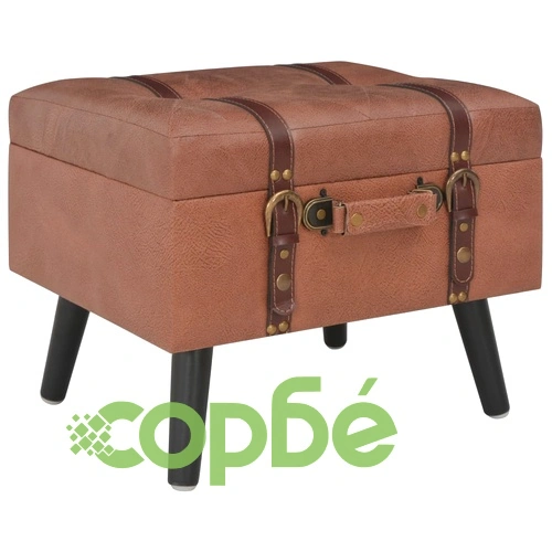 Табуретки за съхранение, 3 бр, кафяви, изкуствена кожа ➤ топ цена ➤ sorbe.bg
