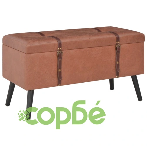 Табуретки за съхранение, 3 бр, кафяви, изкуствена кожа ➤ топ цена ➤ sorbe.bg
