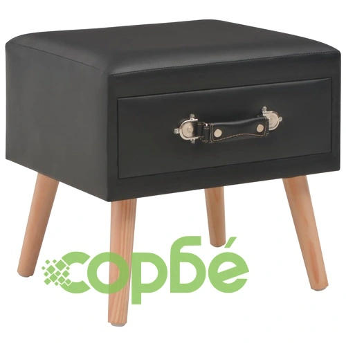 Нощно шкафче, черно, 40x35x40 см, изкуствена кожа ➤ топ цена ➤ sorbe.bg