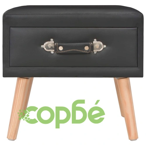 Нощно шкафче, черно, 40x35x40 см, изкуствена кожа ➤ топ цена ➤ sorbe.bg