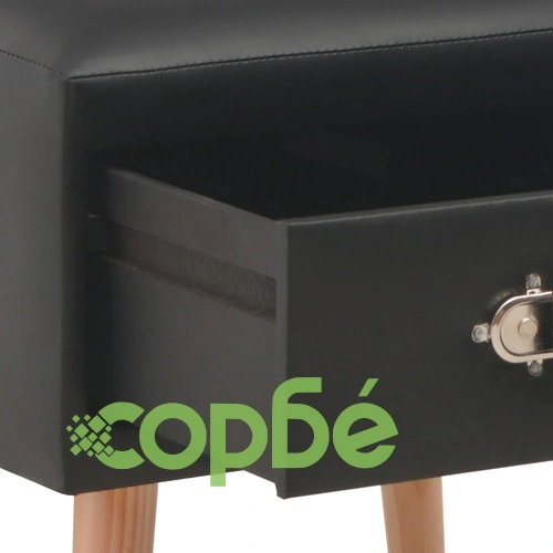 Нощно шкафче, черно, 40x35x40 см, изкуствена кожа ➤ топ цена ➤ sorbe.bg