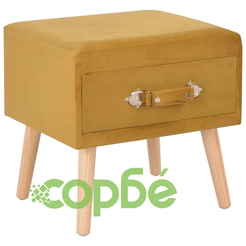 Нощно шкафче, цвят горчица, 40x35x40 см, кадифе ➤ топ цена ➤ sorbe.bg