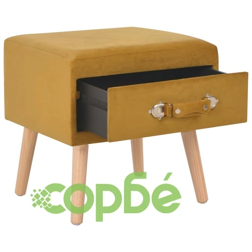 Нощно шкафче, цвят горчица, 40x35x40 см, кадифе ➤ топ цена ➤ sorbe.bg