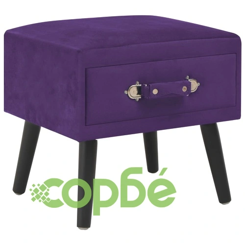 Нощно шкафче, тъмнолилаво, 40x35x40 см, кадифе ➤ топ цена ➤ sorbe.bg