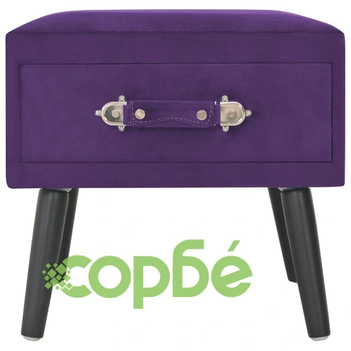 Нощно шкафче, тъмнолилаво, 40x35x40 см, кадифе ➤ топ цена ➤ sorbe.bg