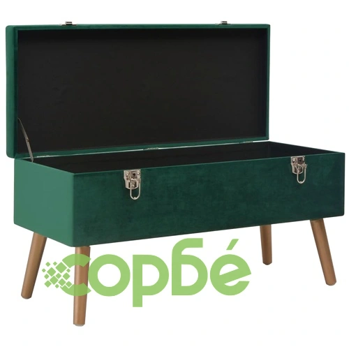 Пейка с отделение за съхранение, 80 см, зелено кадифе ➤ топ цена ➤ sorbe.bg