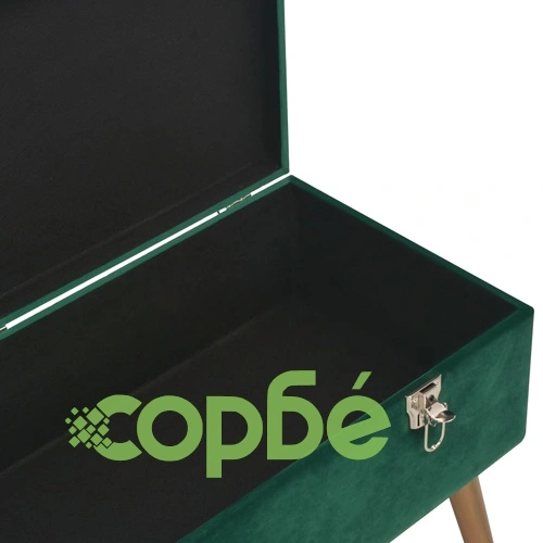Пейка с отделение за съхранение, 80 см, зелено кадифе ➤ топ цена ➤ sorbe.bg