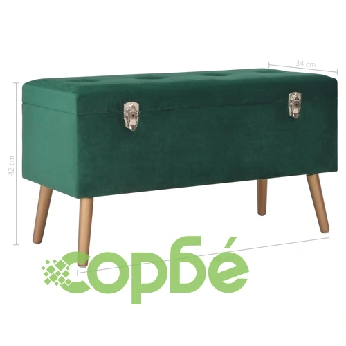 Пейка с отделение за съхранение, 80 см, зелено кадифе ➤ топ цена ➤ sorbe.bg