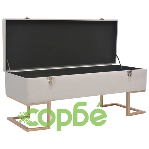 Пейка с отделение за съхранение, 105 см, сиво кадифе ➤ топ цена ➤ sorbe.bg