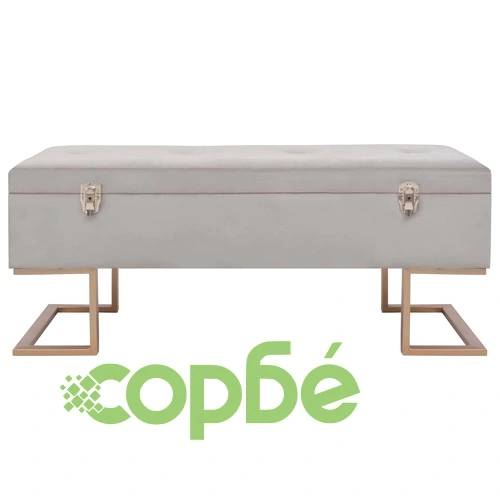 Пейка с отделение за съхранение, 105 см, сиво кадифе ➤ топ цена ➤ sorbe.bg