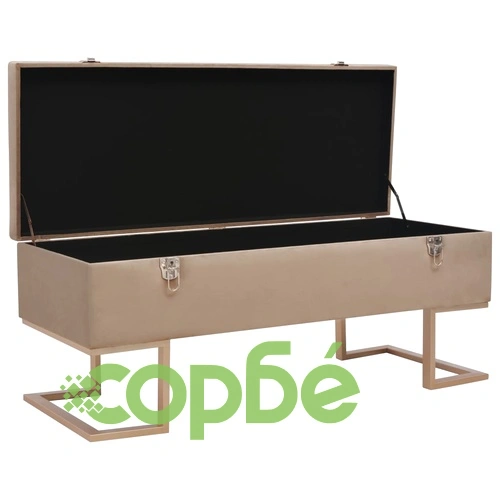 Пейка с отделение за съхранение, 105 см, бежово кадифе ➤ топ цена ➤ sorbe.bg