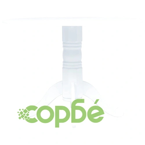 Трапезна маса, бяла, 106 cм, каучуково дърво масив ➤ топ цена ➤ sorbe.bg