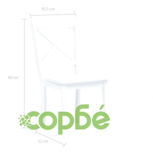 Трапезни столове, 4 бр, бели, каучуково дърво масив ➤ топ цена ➤ sorbe.bg