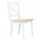 Трапезни столове, 2 бр, бяло и светло дърво, каучук масив