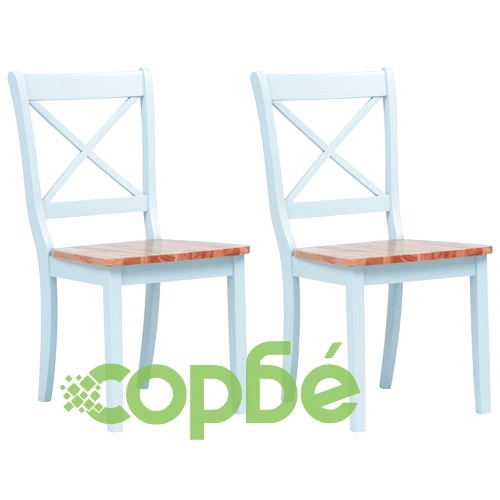 Трапезни столове, 2 бр, сив и естествен, каучуково дърво масив ➤ топ цена ➤ sorbe.bg