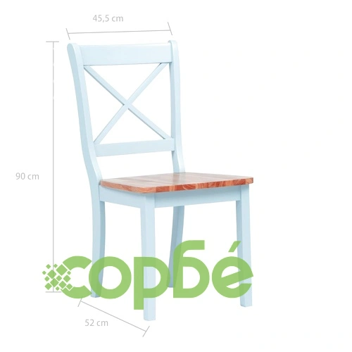 Трапезни столове, 2 бр, сив и естествен, каучуково дърво масив ➤ топ цена ➤ sorbe.bg