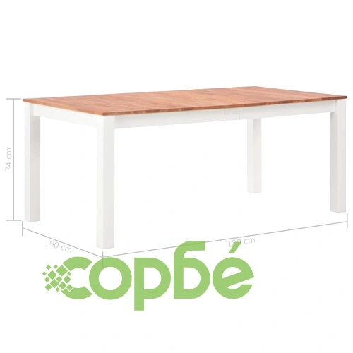 Трапезна маса, 180x90x74 cм, дъбов масив ➤ топ цена ➤ sorbe.bg