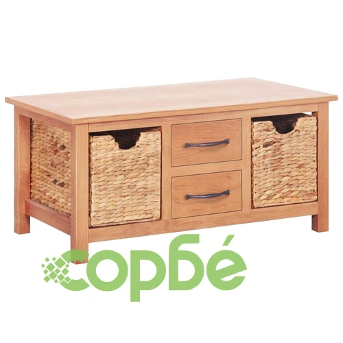 Бюфет, 88x53x43 см, дъбов масив и воден хиацинт ➤ топ цена ➤ sorbe.bg