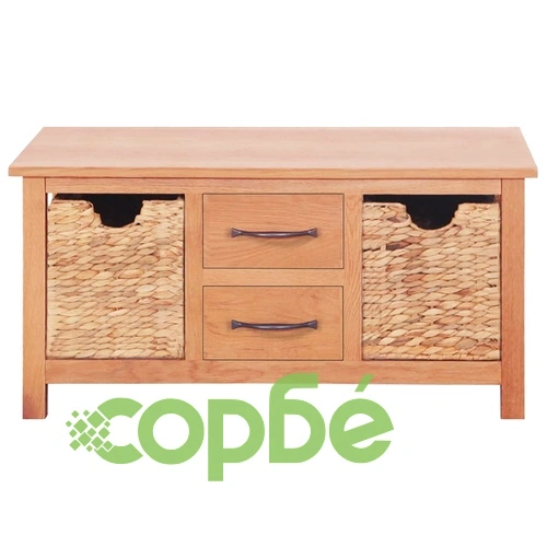 Бюфет, 88x53x43 см, дъбов масив и воден хиацинт ➤ топ цена ➤ sorbe.bg