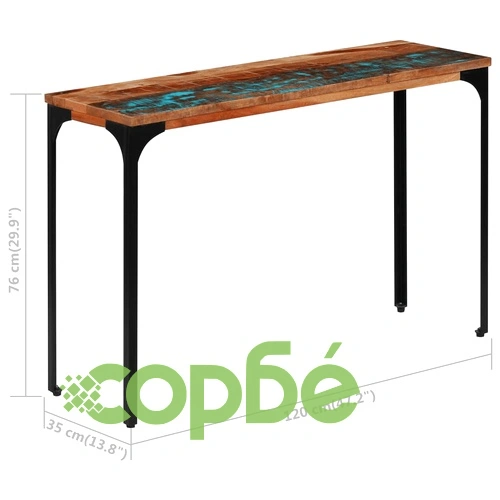 Конзолна маса, 120x35x76 cм, регенерирано дърво масив ➤ топ цена ➤ sorbe.bg