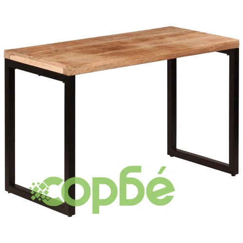 Трапезна маса, 115x55x76 cм, мангово дърво масив и стомана ➤ топ цена ➤ sorbe.bg