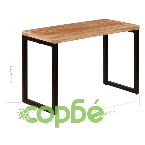 Трапезна маса, 115x55x76 cм, мангово дърво масив и стомана ➤ топ цена ➤ sorbe.bg