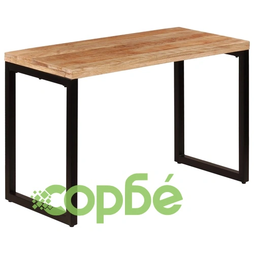 Трапезна маса, 115x55x76 cм, мангово дърво масив и стомана ➤ топ цена ➤ sorbe.bg