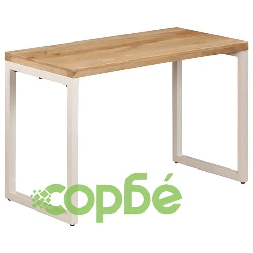 Трапезна маса, 115x55x76 cм, мангово дърво масив и стомана ➤ топ цена ➤ sorbe.bg