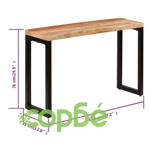 Конзолна маса, 120x35x76 cм, манго масив и стомана ➤ топ цена ➤ sorbe.bg