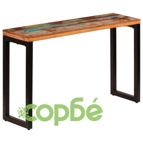 Конзолна маса, 120x35x76 cм, регенерирано дърво масив и стомана ➤ топ цена ➤ sorbe.bg