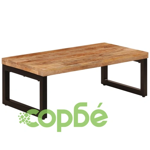 Маса за кафе, 100x50x35 см, мангово дърво масив и стомана ➤ топ цена ➤ sorbe.bg