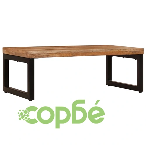 Маса за кафе, 100x50x35 см, мангово дърво масив и стомана ➤ топ цена ➤ sorbe.bg