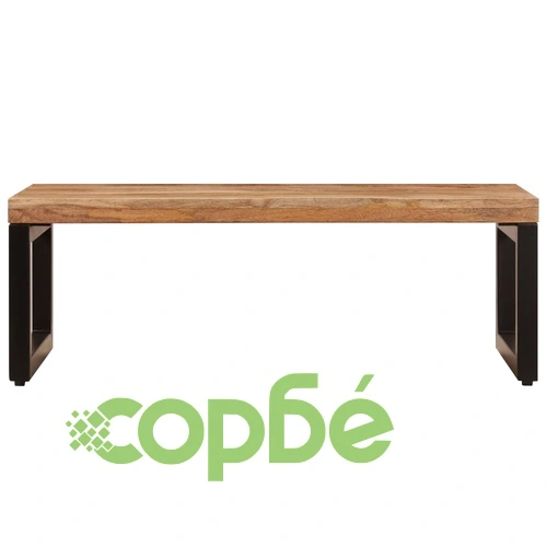 Маса за кафе, 100x50x35 см, мангово дърво масив и стомана ➤ топ цена ➤ sorbe.bg