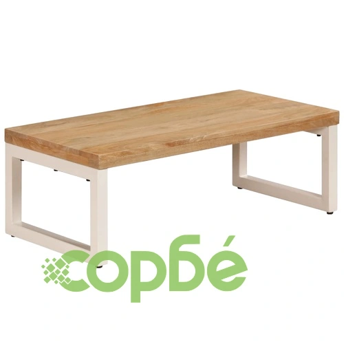 Маса за кафе, 100x50x35 см, мангово дърво масив и стомана ➤ топ цена ➤ sorbe.bg